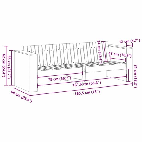 Sofa Ogrodowa Zielony 185.5 x 60 x 62 cm Sosna impregnowana Lumarko!