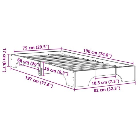 Woskowany brązowy stelaż łóżka 75x190 cm z litego drewna sosnowego Lumarko!