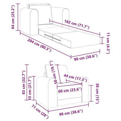 2 w 1 Czarna Sofa Łóżko 98x71x83 cm Lumarko!