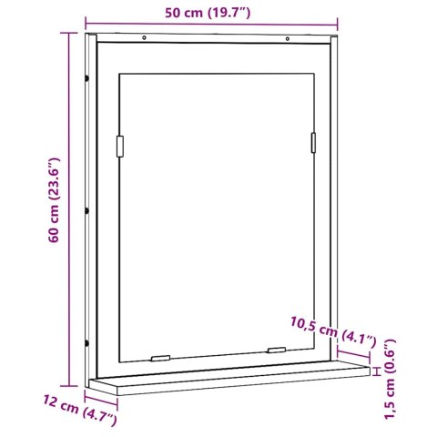 Lustro łazienkowe w kolorze dębu rzemieślniczego 50x12x60 cm z drewna inżynieryjnego Lumarko!
