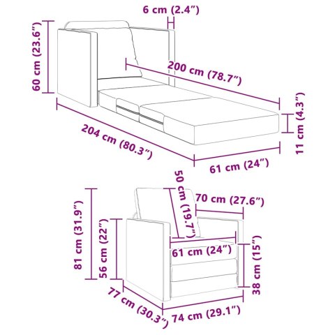 Sofa łóżko 2 w 1 Czerwony winny 74x77x81 cm Tkanina Lumarko!