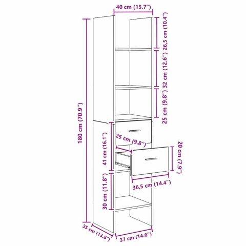 Szafka na książki Czarny dąb 40 x 35 x 180 cm Lumarko!