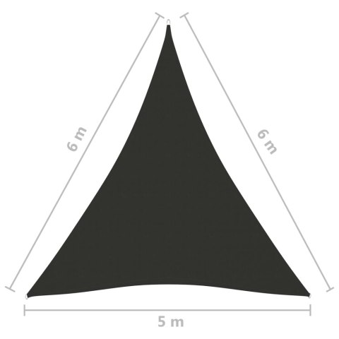 Trójkątny żagiel ogrodowy, tkanina Oxford, 5x6x6 m, antracyt