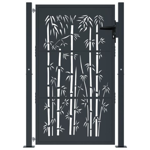 Furtka ogrodowa, antracytowa, 105x130 cm, stal, motyw bambusa