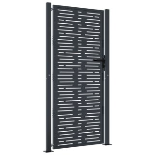 Furtka ogrodowa, antracytowa, 105x205 cm, stal, w prostokąty