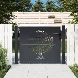 Furtka ogrodowa, antracytowa, 105x80 cm, stal, motyw drzewa