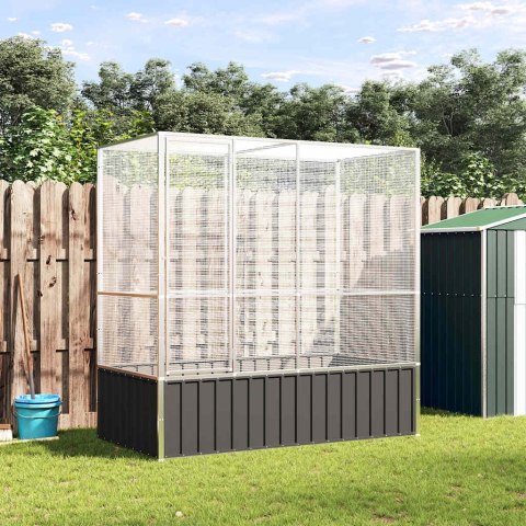 Woliera, srebrna, 210,5x107x212 cm, stal