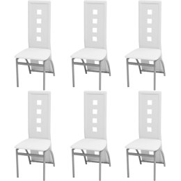 Krzesła stołowe, 6 szt., białe, sztuczna skóra