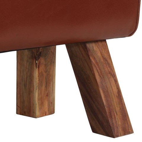 Ławka vintage z uchwytami, naturalna kozia skóra