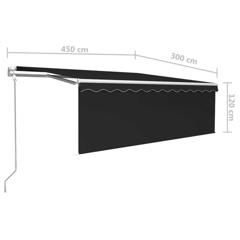 Automatycznie zwijana markiza z zasłoną, 4,5x3 m, antracytowa