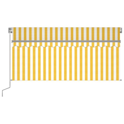 Ręcznie zwijana markiza z zasłoną i LED, 3x2,5 m, żółto-biała