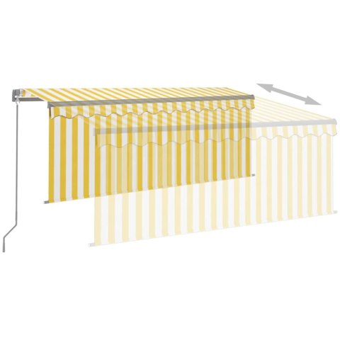Ręcznie zwijana markiza z zasłoną i LED, 3x2,5 m, żółto-biała