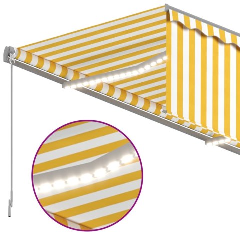 Ręcznie zwijana markiza z zasłoną i LED, 3x2,5 m, żółto-biała