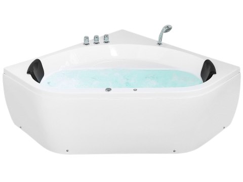 Wanna narożna z hydromasażem LED MEVES 140 x 140 cm Biały