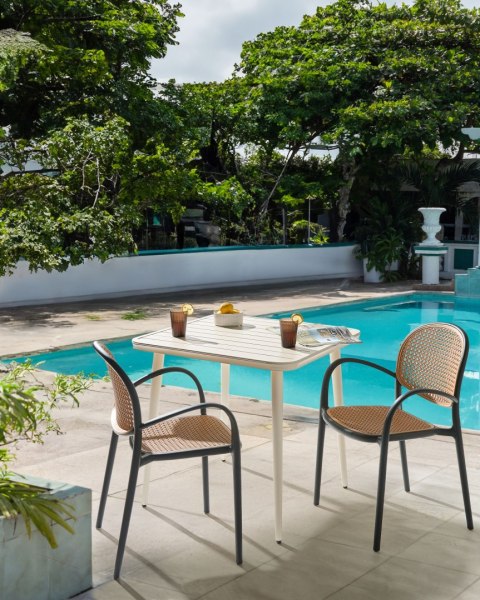 Zestaw 2 krzeseł ogrodowych POVOLETTO Materiał syntetyczny Czarny