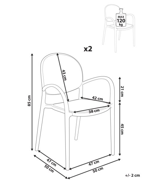 Zestaw 2 krzeseł ogrodowych POVOLETTO Materiał syntetyczny Czarny