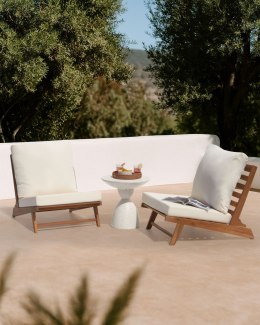 Zestaw 2 krzeseł ogrodowych z poduszkami MICCIANO Drewno akacjowe Złamana biel