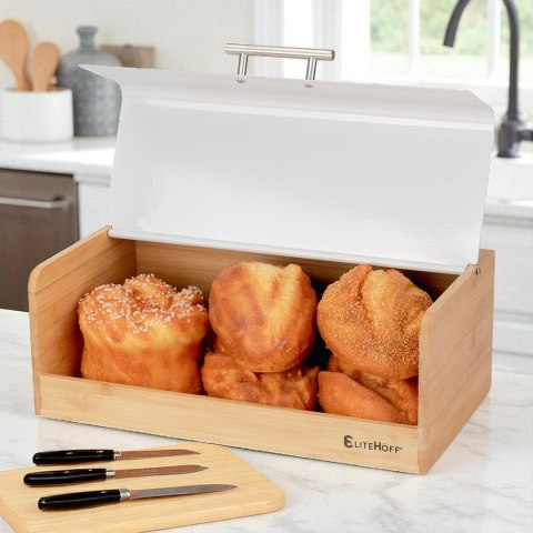Chlebak Bambusowy Pojemnik Na Pieczywo E-6068 Biały