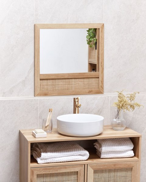 Lustro ścienne ROSELL 60 cm 60 cm MDF Jasnobrązowy