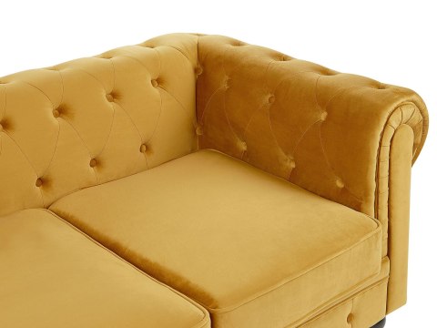 Sofa dla 3 osób CHESTERFIELD Welur Musztardowy