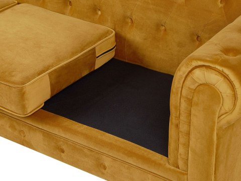 Sofa dla 3 osób CHESTERFIELD Welur Musztardowy