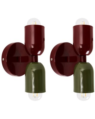 Zestaw 2 lamp ściennych TOPI Metal Czerowny/ zielony