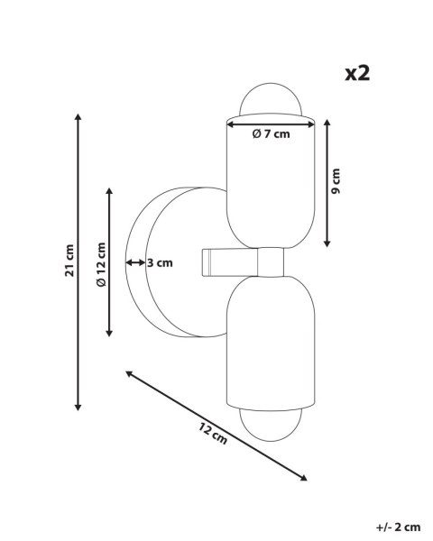 Zestaw 2 lamp ściennych TOPI Metal Czerowny/ zielony