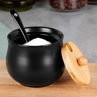 Cukiernica Cukierniczka Ceramiczna Z Łyżeczką Czarna 139683