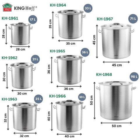 Garnek Gastronomiczny Z Pokrywą Stalową 33l Kinghoff Kh-1964