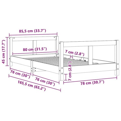 Rama łóżka dziecięcego, 80x160 cm, drewno sosnowe Lumarko!
