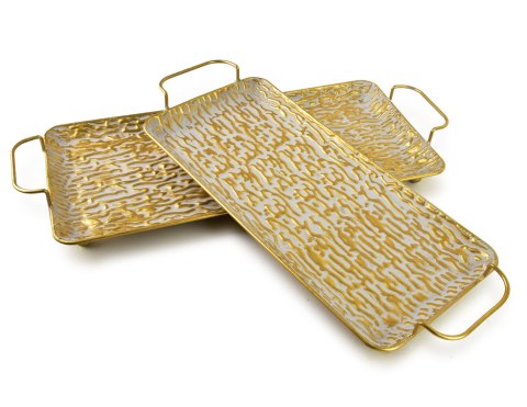 VINTAGE GLOW Komplet 2 tac dekoracyjnych prostokąt 54x26xh2,5/47x22x2,5cm