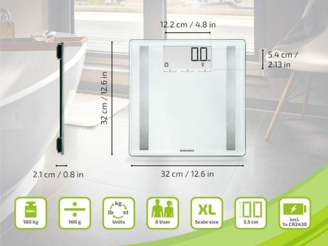 Leifheit Soehnle Waga Łazienkowa Analityczna Shape Sense Control 200 63858..