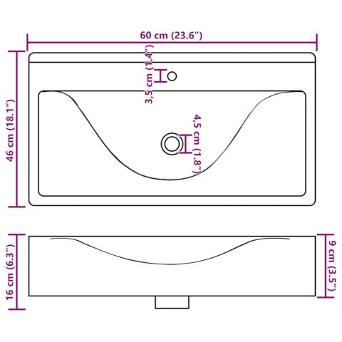  Luksusowa umywalka prostokątna z otworem na kran, biała Lumarko!