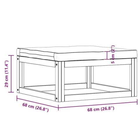  Podnóżek z kremową poduszką, lite drewno akacjowe Lumarko!