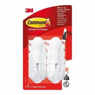 3M Command Haczyki 2szt Z Metalowym Uchwytem Białe 1,3kg 17068