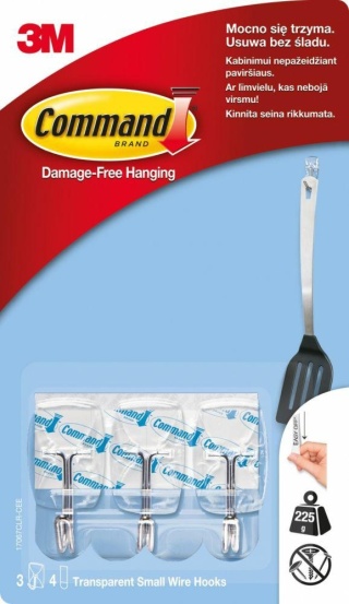 3M Command Haczyki 3szt Z Metalowym Uchwytem 225g 17067 CLR-CEE