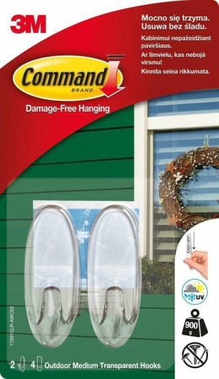 Haki Na Drzwi 2szt Command Outdoor Plastikowe Transparentne 17091 3M