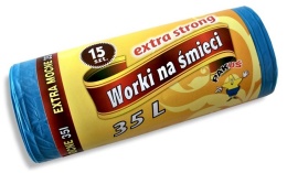 Pakuś Worki Extra Strong 35l 15szt Niebieskie 5468