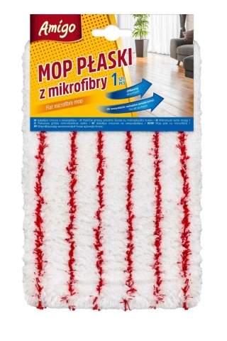 Gosia Amigo Wkład Do Mopa Płaskiego Mikrofibra Biały W Czerwone Prążki 8814..