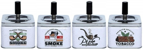 Metalowa Popielniczka Automat 9x9x12cm Wz 4 Kwadratowa F..