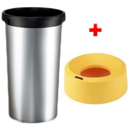 Vileda Iris kosz okrągły 50l 137667 + okrągła pokrywa lejkowa żółta 137672 Vileda Professional