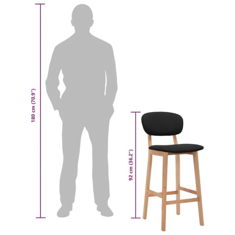  Krzesła barowe, 2 szt., czarne, tapicerowane tkaniną Lumarko!