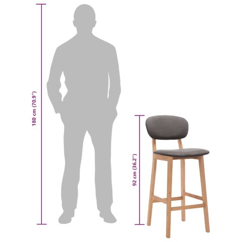  Stołki barowe, 2 szt., jasnoszare, tapicerowane tkaniną Lumarko!