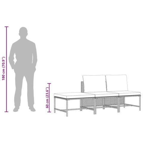  3-częściowa sofa do ogrodu, z poduszkami, szara, polirattanowa Lumarko!