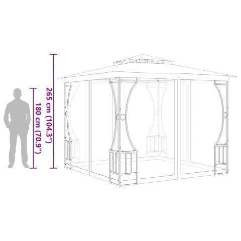  Altana ogrodowa z zasłonami, 300x300x265 cm, kremowa Lumarko!