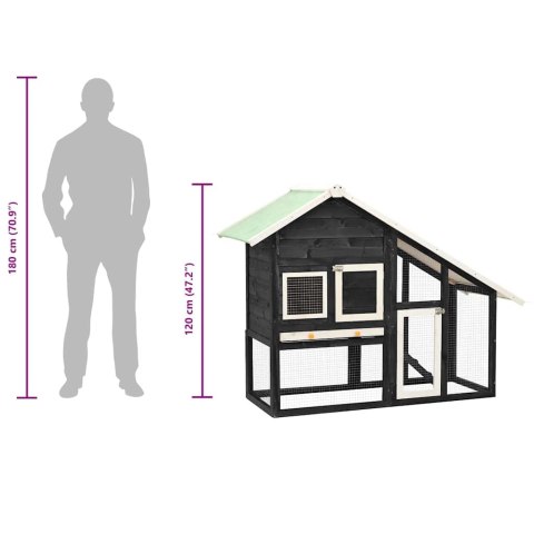  Klatka dla królika, szaro-biała, 140x63x120 cm, drewno jodłowe Lumarko!