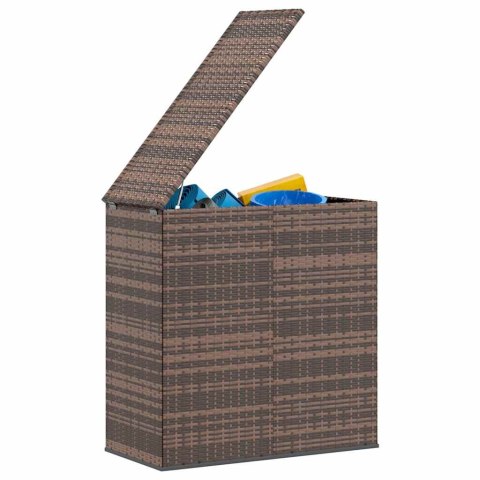  Skrzynia na poduszki ogrodowe, rattan PE, 100x49x103,5 cm, brąz Lumarko!