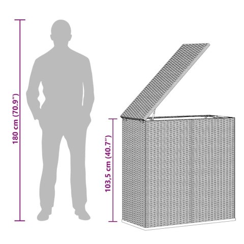  Skrzynia na poduszki ogrodowe rattan PE 100x49x103,5 cm, czarna Lumarko!