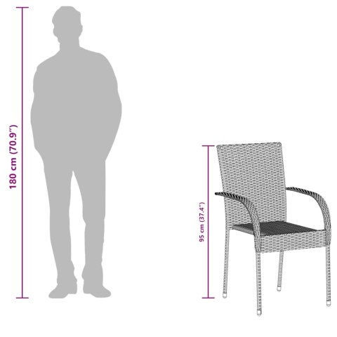  Sztaplowane krzesła ogrodowe, 6 szt., polirattan, brązowe Lumarko!