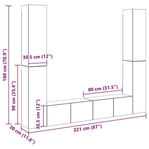  6-cz. zestaw szafek telewizyjnych, dąb sonoma, płyta wiórowa Lumarko!